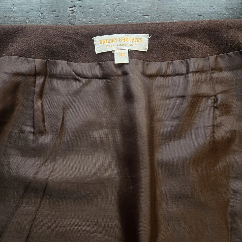 Falda envolvente vintage Brooks Brothers para mujer 100 % lana marrón, talla 10 hecha en EE. UU. Foto 4 de 4