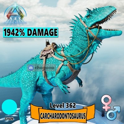 Ark Survival Ascended PC/PS5/XBOX PVE Full Color  Carcha 1942% Damage Level 362