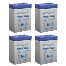 Power-Sonic PS-640F 6 Volt 4.5 Amp Hour Sealed Lead Acid Battery - 4 PACK