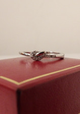 Vintage Womens Ring 925 Silver cubic zirconia gems Promise eternity knot R 1/2