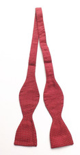 Vintage TIE RACK Pure SILK Bow Tie Self Tie Claret Wine with White Polka Dots