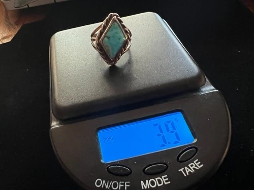 Vintage Southwestern Silver Turquoise Ring Size Sz 4