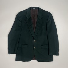 Yves Saint Laurent YSL Blazer Men 50 Green 100 Cashmere Logo Buttons Vintage