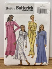 Vtg Butterick B4939 Womens Pattern NapDress Mumu Nightie Pajamas Nightgown Uncut