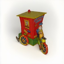 Humphrey Mobile Vintage Tin Wind-Up Tricycle Delivery Van Toy w/ Driver