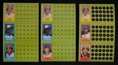 1981 Topps Baseball Scratch-Off Mike Schmidt 2 Blackless Proof Panel Cards+1 