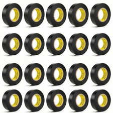 20-Pack Black Electrical Tape Waterproof, 3/4 in x 60ft, Industrial Grade Hig...