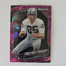Panini 2025 Prizm Black Purple Ice Prizm Fred Biletnikoff #109.   63/149 Raiders
