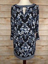 White House Black Market Blue Paisley Dress Size Large 