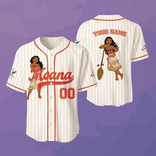 Custom Moana Princess The Ocean Choose Me Simple Striped Baseball Jersey Shirt