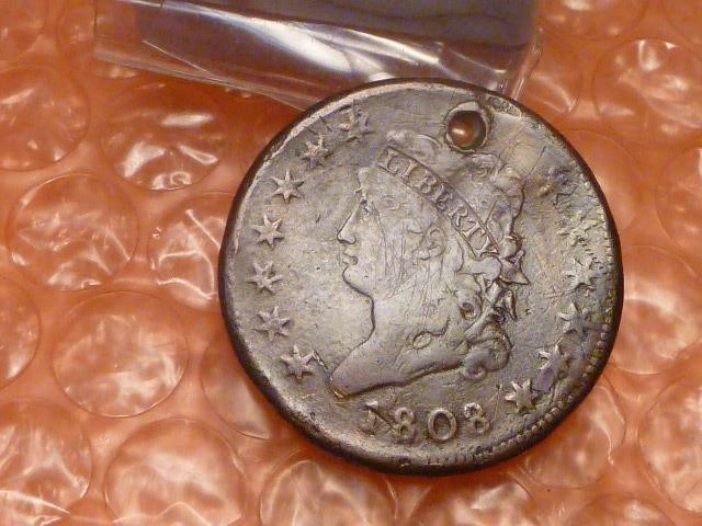1808 Classic Head Large Cent In Fine Holed #2A