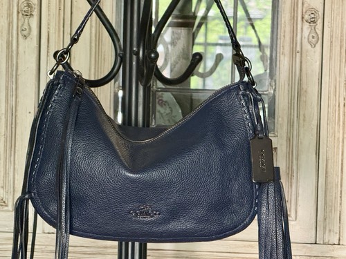 Coach Navy Blue Chelsea Leather Fringe 37740 BOHO Shoulder Bag - Picture 13 of 24