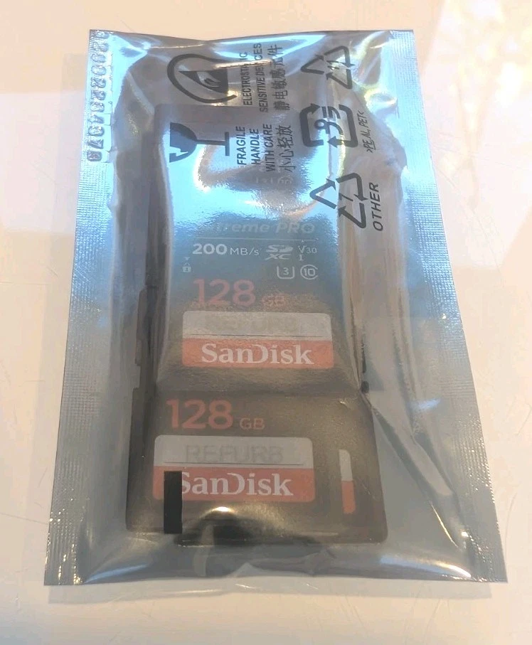 Lote de 5ea SanDisk 128GB Extreme Pro SD 200MB/s SDXC V30 3U Classe 10 Preto - Imagem 3 de 3