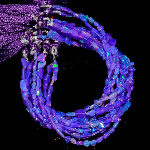 Purple Ethiopian Opal Gemstone Tumble Smooth Beads 3X2 8X7 mm Strand 8" AB-803