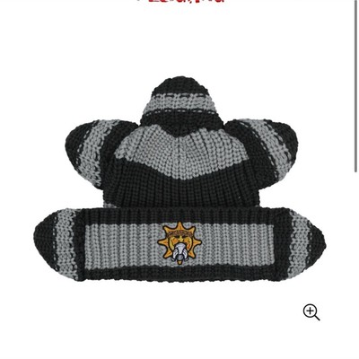 Glo Gang Rising Sun Beanie Hat, Gray/Black Striped, Unisex Adults