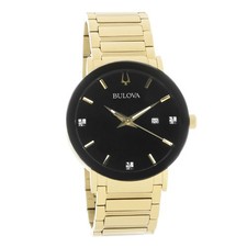 Bulova Men's Futuro Diamond Gold-Tone Black Dial Quartz Watch 97D116