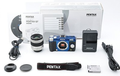 【Mint Box Set】PENTAX Q7 Crystal Blue Rare Color +5-15mm Zoom Lens From Japan #92