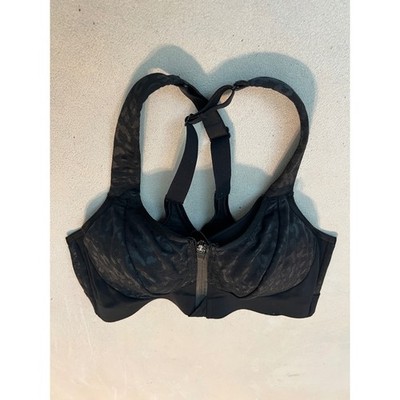 Victoria's Secret Incredible Front Close Sports Bra Black Leopard 34C Racerback