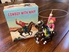 Vintage Schylling Cowboy With Whip MS 418 Wind-Up Tin Toy In-Box