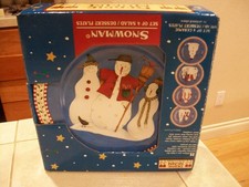 4 Sakura Debbie Mumm Snowman salad/dessert plates new in box  low fast shipping