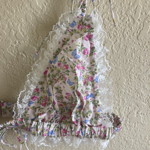 For Love And Lemons Summer 2023 Floral Lace Frilly Bikini Top XL - Picture 5 of 13