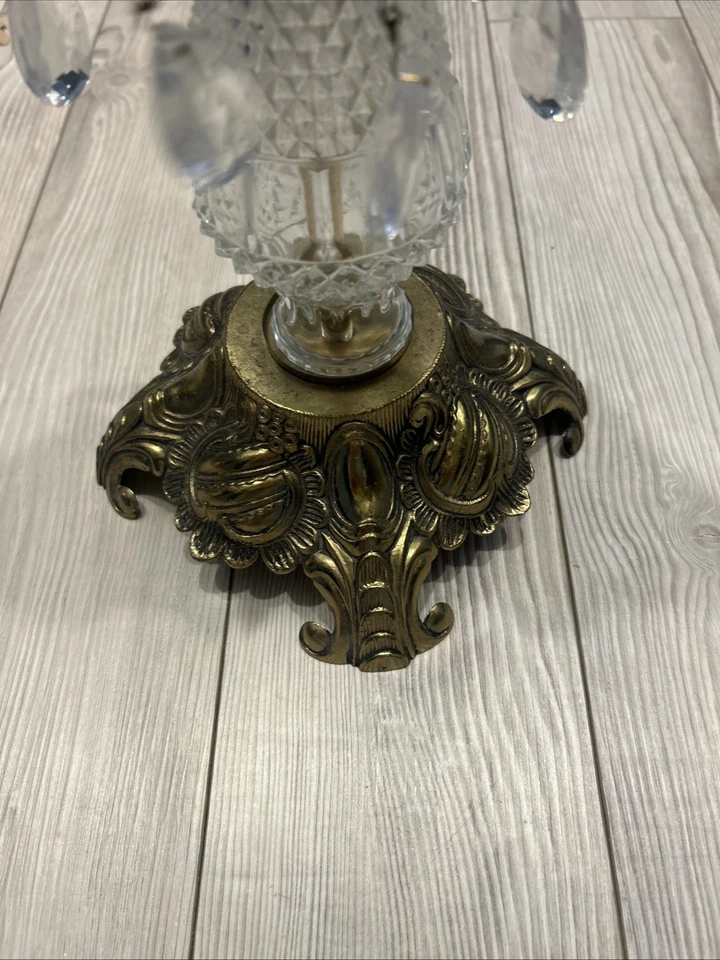 Vintage Accurate Hollywood Regency Glass Brass Table 17”x 14” Preowned - Image 4 of 4