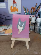 ACEO Original, Melting Batman, Acrylic Painting by Starmie_Stormy