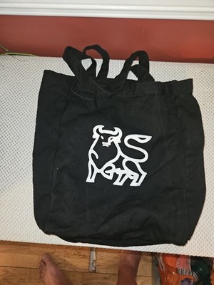 Vintage Merril Lynch Cloth Tote Bag Bull Logo Cloth Straps