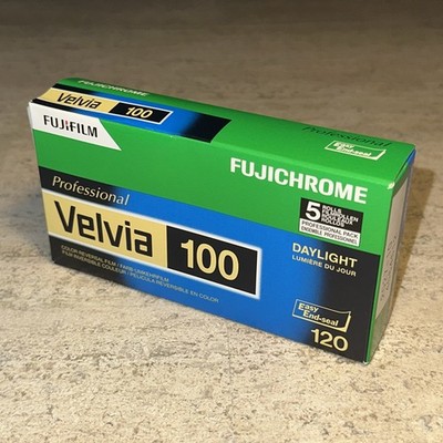 Fujifilm Velvia 100 - 120 Format 1 box (5 Rolls) FRESH Exp 2027-10 - US Seller