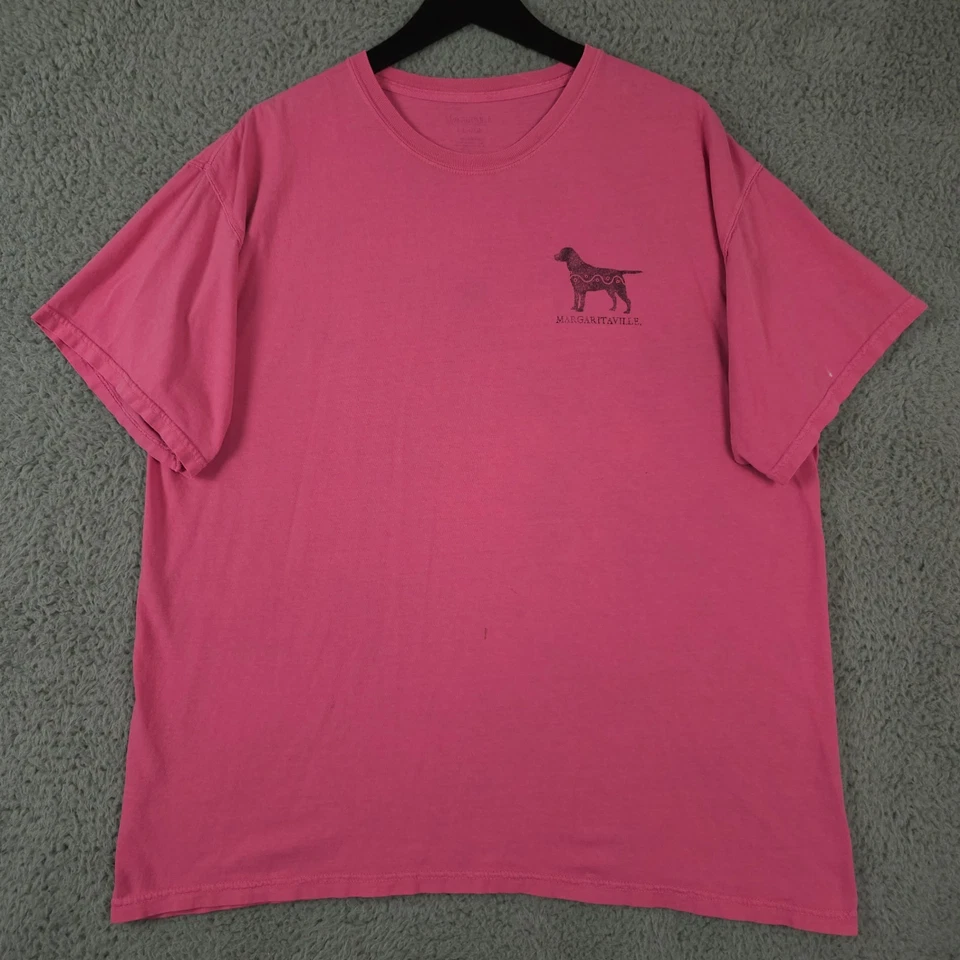 Camisa Margaritaville Para Hombre XL Rosa Good Boy Negra Laboratorio Cuello Redondo Manga Corta Foto 2 de 4