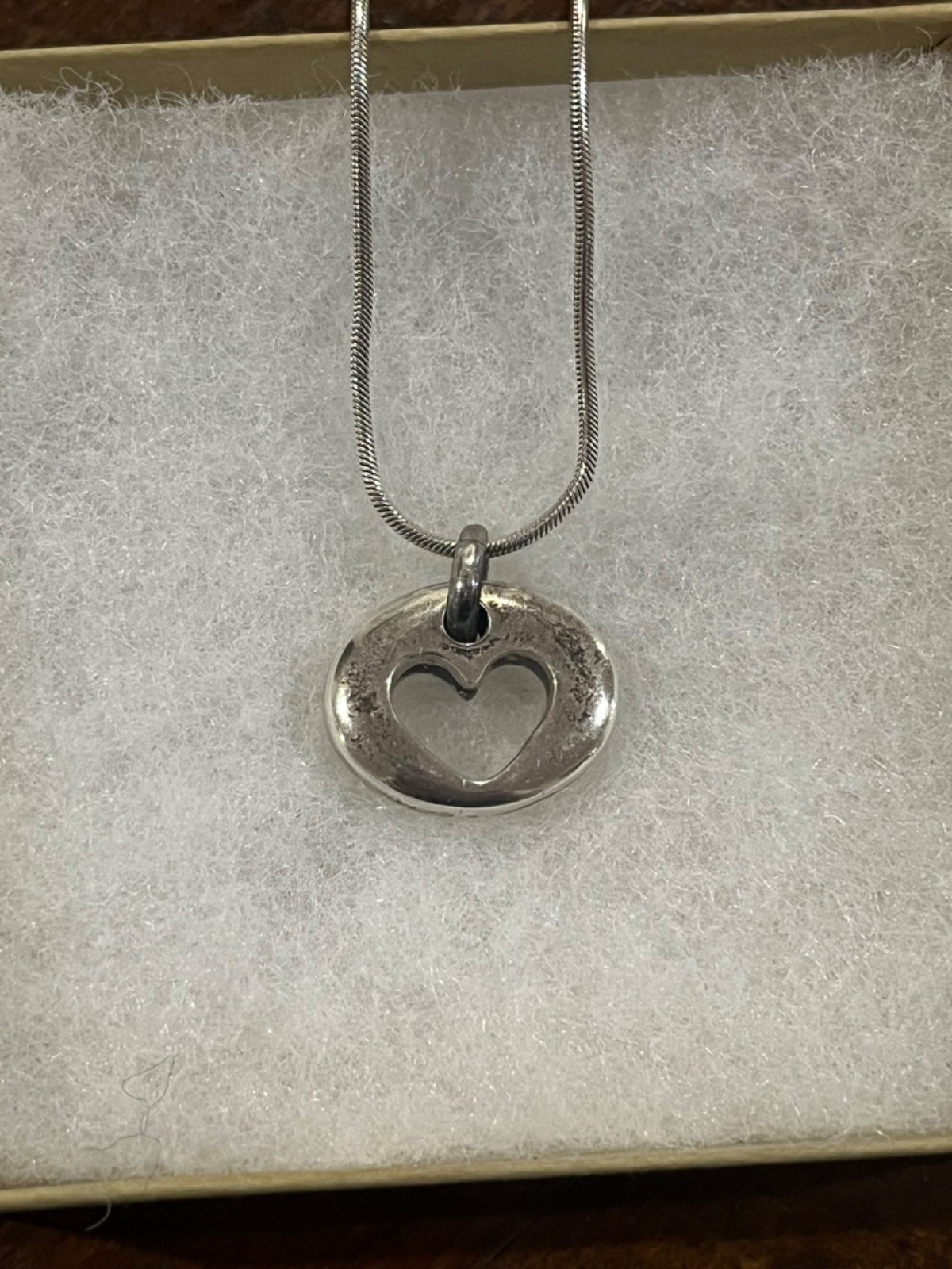 Sterling Silver Solid Cutout Heart Pendant Snake … - image 5