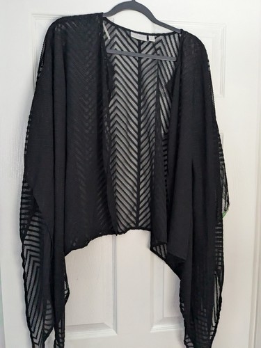 NWT Bisou Bisou Michele Bombot Chevron Boho Flowy Sheer Open Duster Wrap Size L - Picture 2 of 9