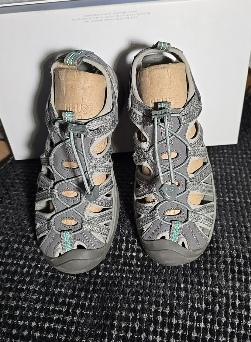 Sandali donna KEEN Whisper grigio verde pavone taglia 8 modello 1022814 usati in ottime condizioni