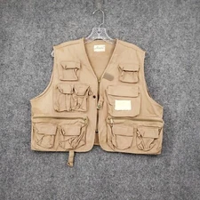 Ausable Vest Men M Brown Sleeveless Utility Pockets Fly Fishing Hunting Outdoor