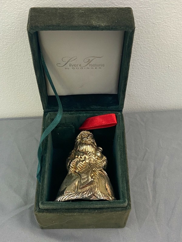 Nice Vintage Godinger Silver Treasures Plated Figural Santa Claus Bell in Box