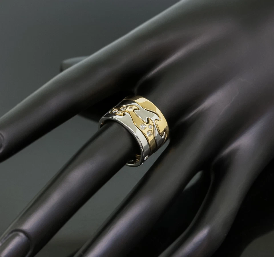 Anillo rompecabezas de diamantes Georg Jensen fusión tamaño 6 (euro 52) oro amarillo y blanco de 18 quilates Foto 3 de 4