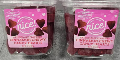 Nice  (2-PACK)  Jube Jel Cinnamon Chewy Candy Hearts - 32 oz - Best By 04/2025