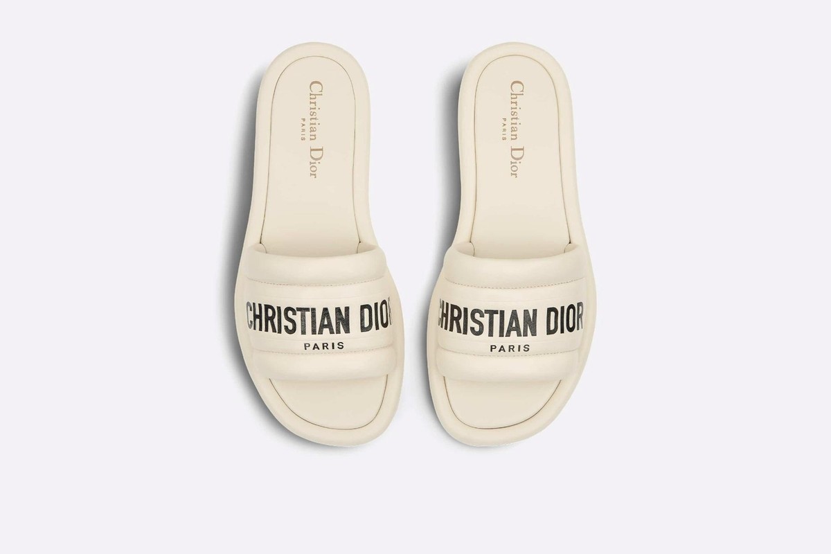 DIOR EVERY D Signature Leather Flat Slide Mules Sandals
