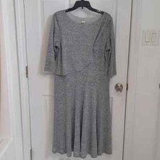 Sangria Heathered Grey 3/4 Length Sleeve Modest Sweater Dress READ Runs Small