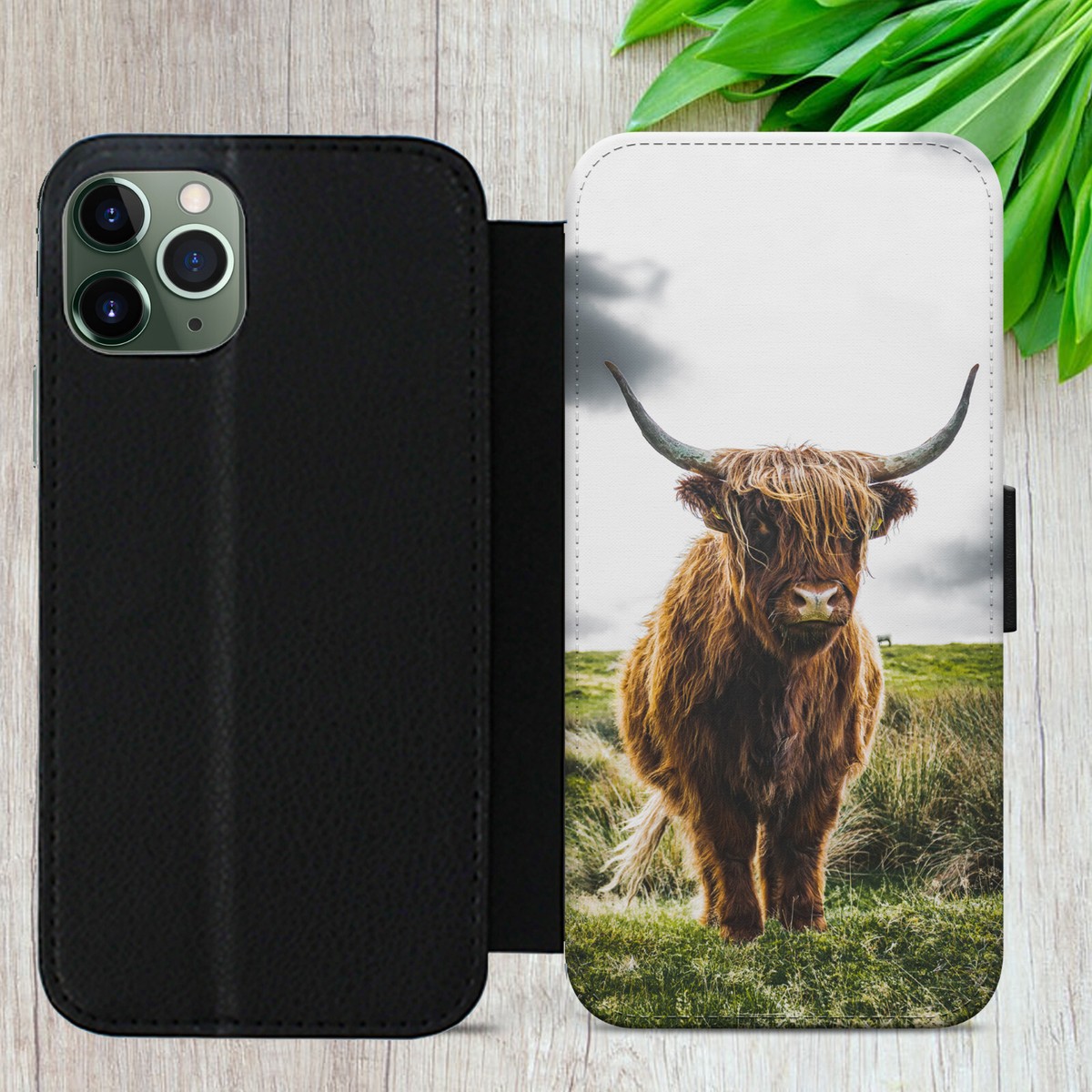 HIGHLAND COW FLIP CASE FOR IPHONE SAMSUNG GOOGLE SCOTTISH MOO WALLET PHONE  COVER