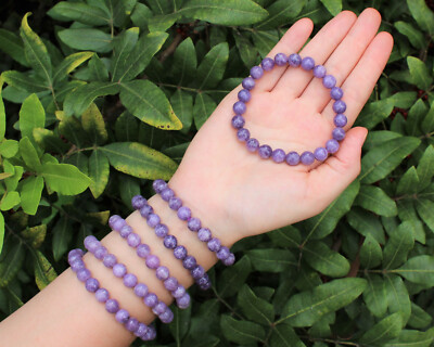 Lepidolite Bead Bracelet - 8mm Crystal Bracelet - Genuine Gemstone Jewelry Gift 