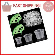 300pcs Tattoo Ink Caps with 2 Cups Holders - Moricher 100 Small 100 Medium 100 L