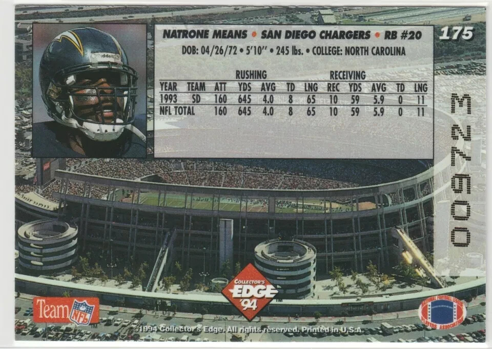 1994 Collector's Edge 175 Natrone Means 1st Day Gold San Diego