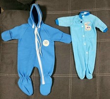 Vintage 70s 80s Terrycloth Embroidered Baby One Piece Sleeper S M Newborn infant