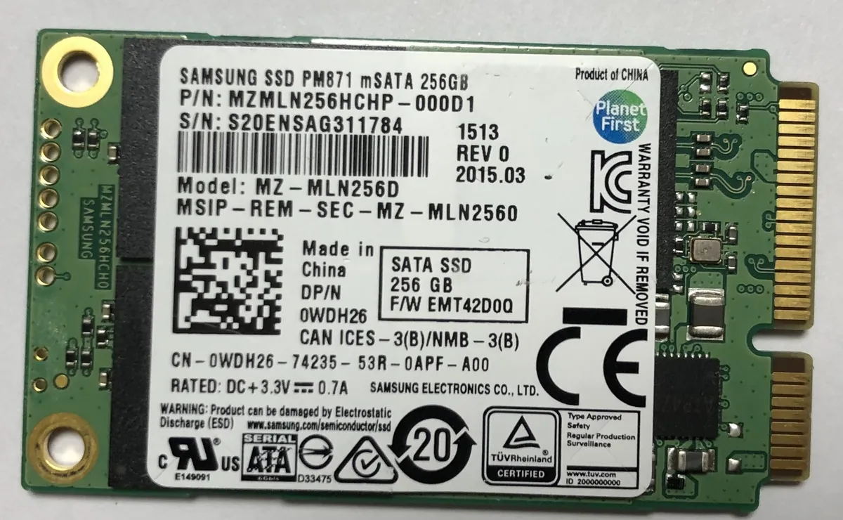 Samsung SSD PM871 mSATA 256GB MZ-MLN2560 hard disk tested | eBay