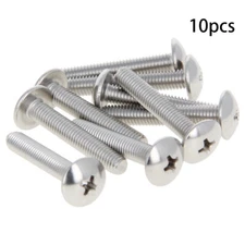 10Pcs M5 Phillips Head Machine Screw Full Thread Length 6 to 35mm Silver-gray