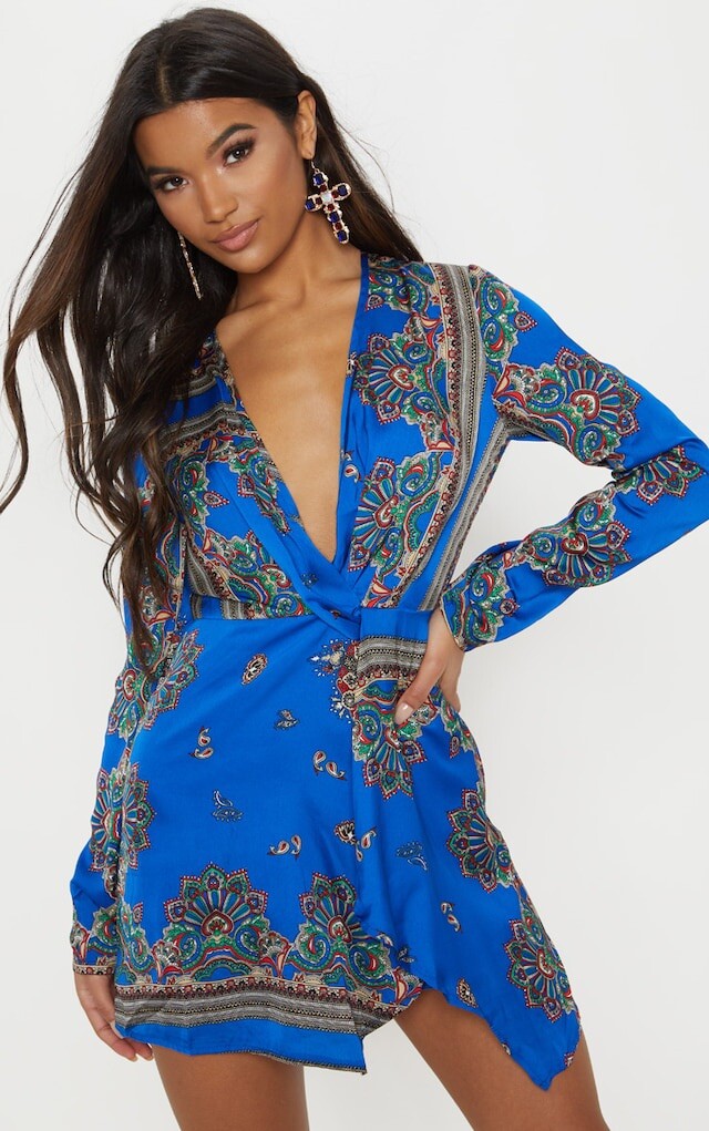 thandie cobalt silky long sleeve wrap dress Thandie Cobalt Silky Long Sleeve Wrap Dress Sally Dress By Rent The Runway