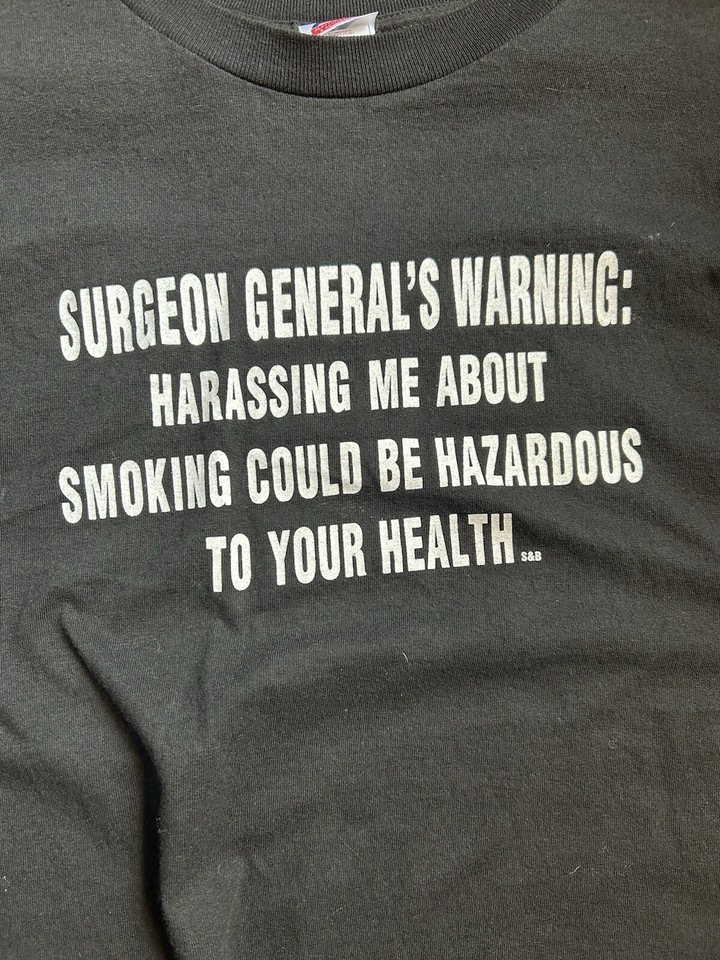 Surgeon Generals Warning Smoking Men's Black L/S Shirt XL Drug Tee eBay