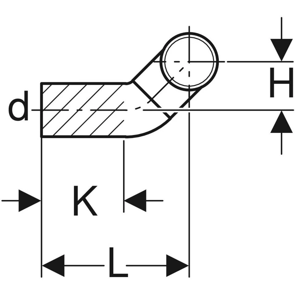 GE PE Anschlussbogen 90Gr für Wand-WC rechts gekröpft mit Erweiterung d90/90 - Bild 3 von 4