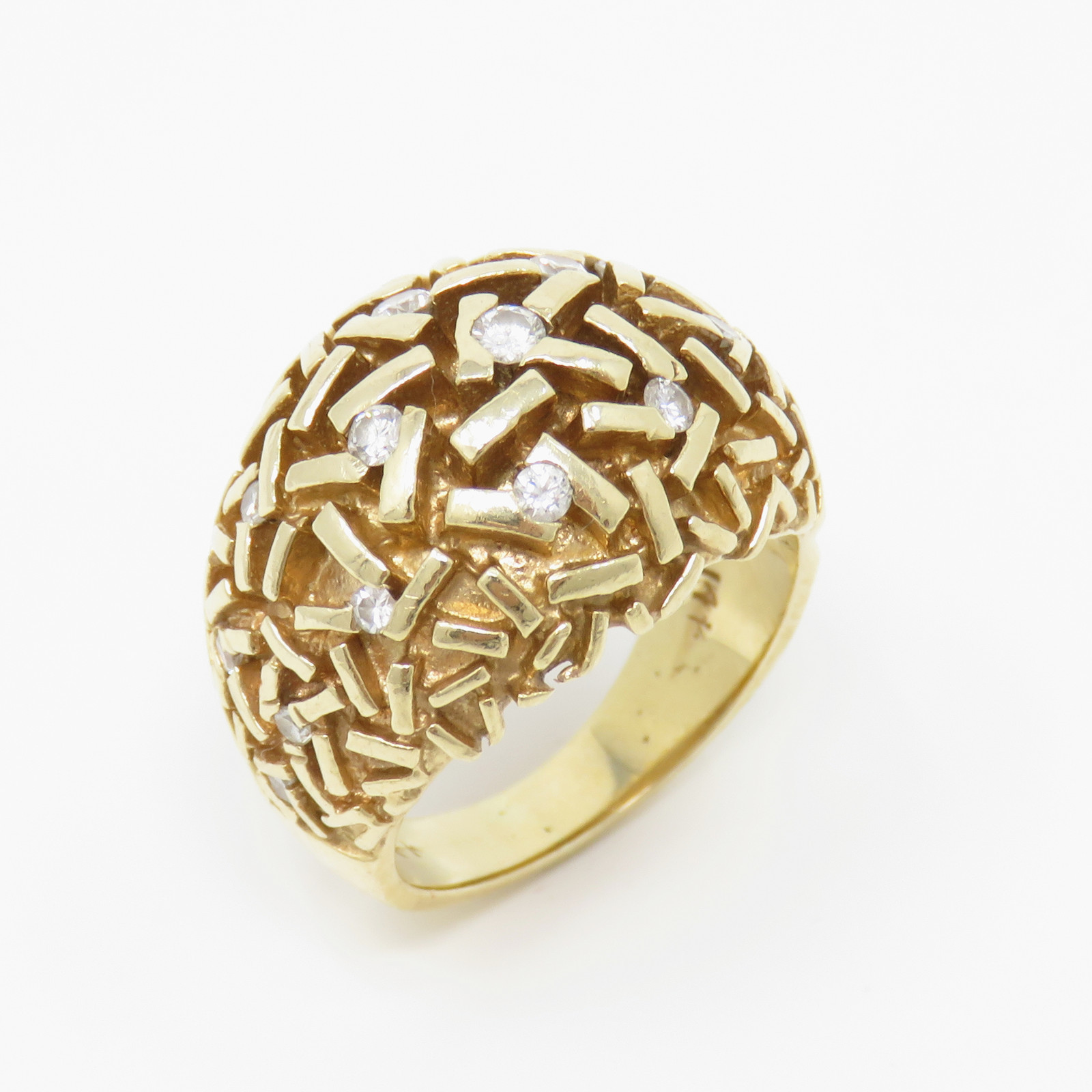 NYJEWEL 14K Yellow Gold Diamond Maze Dome Ring - image 1
